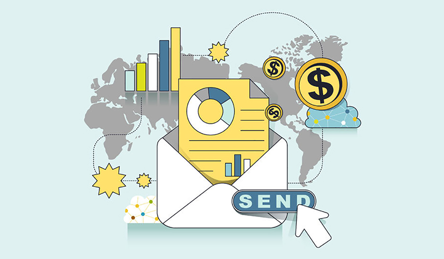 41169823 - e-mail marketing concept: ready to send an e-mail in line style